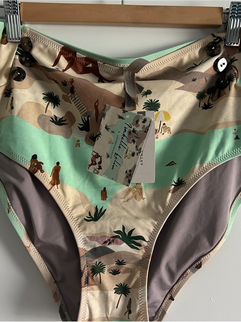 Anthropologie High-Waist Swim Bottoms in Isabelle Felin Beach Print